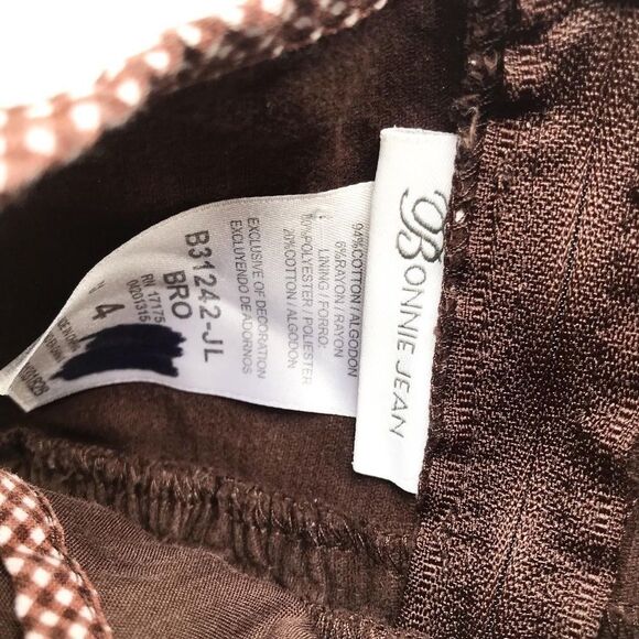 Bonnie Jean brown corduroy dot Turkey dress EUC 4T - Picture 4 of 5